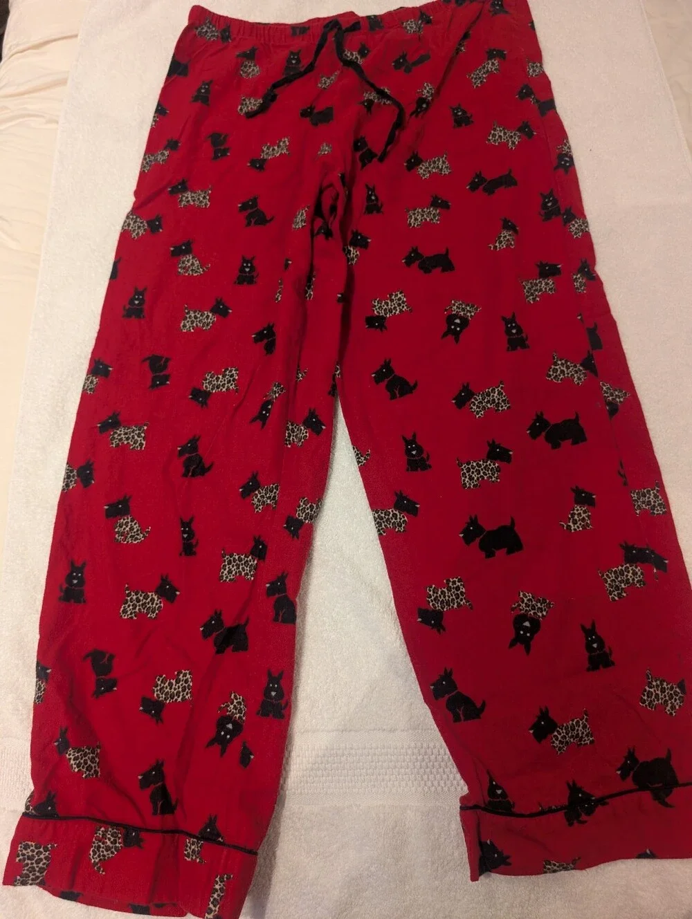 Vintage Adonna Red Scottie Dog 100% Cotton 2-Piece Pajama Set Large
